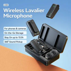 Ulanzi A100 Wireless Lavalier Microphone for Smartphones Cameras 20M Transmission for Street