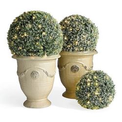 LED Freshly Fallen Boxwood Ball - 15" - Frontgate - Outdoor Christmas Decorations