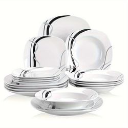 TEMU 18- Dinner Set For 6 Lines Dinnerware Set Includes Dinner ,