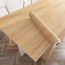 TEMU 1 Roll Wood Grain Self-adhesive Removable Pvc Wallpaper, Peel And Stick Vinyl For Kitchen Bedroom Living Room Countertops Furniture, Home Renovation Wall Decor