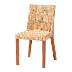 Rowen Bohemian Light Honey Kubu Rattan And Mahogany Wood Dining Chair by Brylane Home in Light Honey