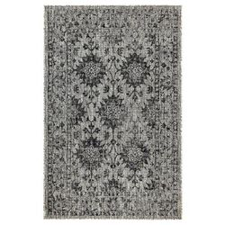 Carmel Vintage Floral Indoor/Outdoor Area Rug Black by Brylane Home in Black (Size 1'11"X4'11")