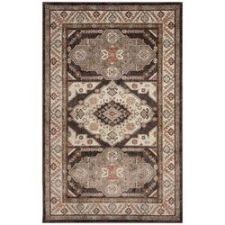 Ariana Floral Medallion Indoor Area Rug Blue by Brylane Home in Earth (Size 5'3" X 7'6")
