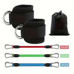 TEMU 5pcs Ankle Resistance Bands With Ankle Straps, Fitness Tension Rope, Suitable For Leg And Hip Training, Muscle Exercise, Yoga