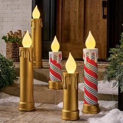 Christmas Pre-Lit Porch Candle - Antique Brass, Antique Brass/22" - Grandin Road
