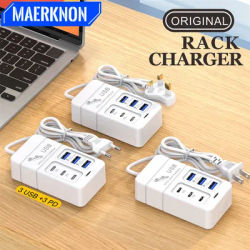 35W USB Type C Charger Fast Charging 6 Ports Desktop Multifunction Power Strip Charger Adapter For