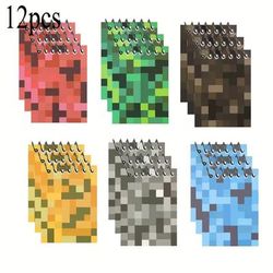 TEMU 6pcs/12pcs Notebooks - Retro Gaming Pocket Notebooks, 6 Bright Pixel (red, Orange, Green, Blue, Gray-blue) - Birthday Party Gifts, Gifts For