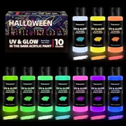 TEMU Fantastory Glow In The Dark Paint, 60ml/2oz Neon Glow Acrylic Paints, 2in1 Paint, Charge-glow& Uv Activated For Outdoor Rocks, Diy Craft, Canvas, Holiday Decor, Christmas, Adults