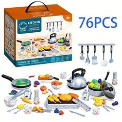 TEMU Play Kitchen Accessories, Kitchen Set For Kids With Play Pots And Pans, Bbq Camping Kitchen Playset, Pretend Kids Kitchen Accessories Toy Gifts For Girls Boys, Grill Playset Toys For Boys Girls