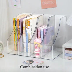 A4 Acrylic Vertical Stationery Shelf Transparent PET Desktop File Storage Box Book Artifact Desktop Organizer
