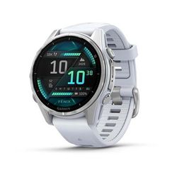 Garmin fenix 8 AMOLED 43mm GPS Watch Silver with Whitestone Silicone Band 010-02903-00