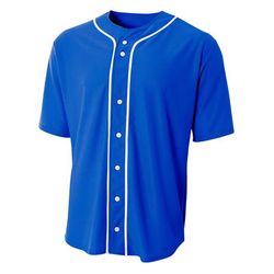 A4 N4184 Athletic Shorts Sleeve Full Button Baseball Top in Royal Blue size Small | Cotton/Polyester Blend A4N4184