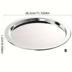 TEMU 1 Stainless Steel Breakfast Tray For Wedding Party Plating, Fruit Pastry Tray, Baking Cake Tray, Round Roast Steak Plate, Home Serving Plate