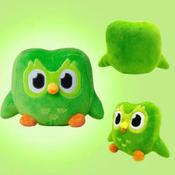 Jouet en peluche hibou Duolingo vert Duo peluche de Duo le hibou dessin animé hibou poupée peluche douce jouet cadeau d'anniversaire pour enfants