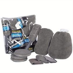 TEMU 9pcs Gray Car Cleaning Kit Microfiber Tools For Multi Purpose Car Care