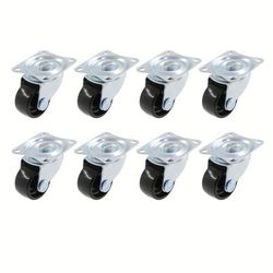 TEMU 8pcs Heavy Duty Swivel Caster Wheels, 1-inch Diameter With Rubber Base, Polished , Rectangle Top Plate & Bearing - Ideal For Furniture & Hardware, 25mm