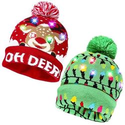 Alberi di Natale Renna Cappello da Babbo Natale Unisex LED Leggero Adulti Cappello