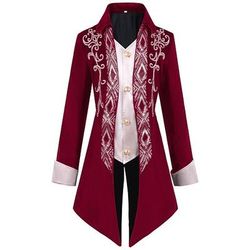 Vintage Punk Gotico 18° Secolo Cappotto Costume Cosplay Smoking Ebenezer Scrooge Dickens Vampiro Elfo Gentiluomo Ricamato Costume Per uomo Reale Stile Steampunk Natale Halloween Carnevale
