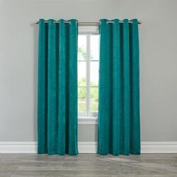 Wide Width BH Studio Velvet Grommet Panel by BH Studio in Teal (Size 50" W 63" L) Window Curtain
