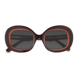 Female s round Gradient Brown Acetate Prescription sunglasses - Eyebuydirect s Rogue