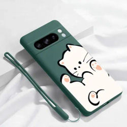 Pixel 8Pro Fluffy Kitten Bracelet Silicone Phone Case For Google Pixel 8Pro 3XL 3A 4 4A 8 8A 5 7 7A