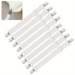 TEMU 8-pack Adjustable Bed Sheet Holder Straps, Comforter Clips With Grippers For Mattress, Sofa, Tablecloth, Ironing Board Cover – Easy , Spot-clean Maintenance