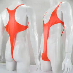 Mens G427Y T body perizoma body Racer Back Nylon spandex raso lucido sottile elastico