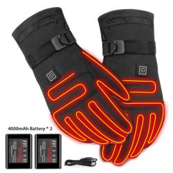 USB Electric Heated Gloves 3.7V 4000mAh Rechargeable Battery Powered Hand Warmer For Skiing Camping