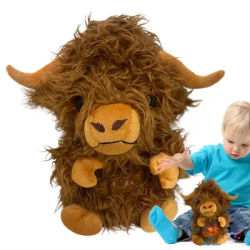 Highland Cow Stuffed Animal Breathing Highland Cow Kids Sleep Soother Calming Plush Bedtime Musical