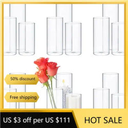 Glass Cylinder Vases Glass Flowers Vase Clear Table Centerpieces Decorative Floating Candles Holders