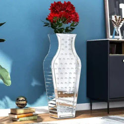 SHYFOY Extra Large Tall Floor Vase Mirrored Silver Crystal Decorative Tall Vases for Floor Decor,