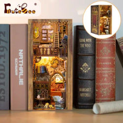 Cutebee DIY Book Nook Eternal Bookstore Dollhouse Miniature Kit Shelf Insert House Dolls Wooden Toy