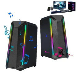 RGB PC Speakers 2pcs PC Computer Stereo Speake Enhanced Sound Super Loud Volume USB Powered RGB PC