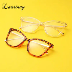 Women Oversized Transparent Eyeglasses Trendy Anti Blue Light Eyewear Cat Eye Clear Frame Optical