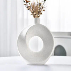 Donut Vase Modern Ceramic Hollow Donut Vase Decorative Circle Vase Boho Room Decor for Pampas Grass