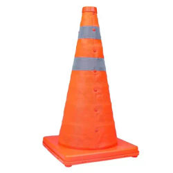 Foldable Traffic Cones Parking Cones 45cm Height Safety Cone With Reflective Stripe Collapsible