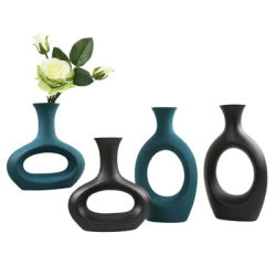 Ceramic Vase Donuts Flower Pot Nordic Circular Hollow Ceramic Vase Home Decoration Bohemian Vase