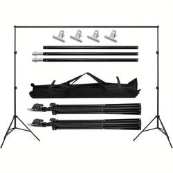 TEMU Backdrop Stand Kit Adjustable Background Support Stand With Carrying Bag - Professional Studio Photography Background Support System Kit With Clamps 2x2m (6.5 X 6.5ft)