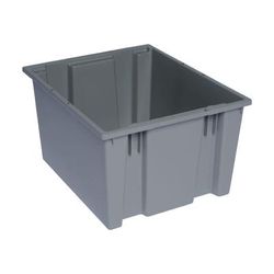 Quantum Food Service SNT195 GY Stack & Nest Shelf Tote - 19 1/2" x 15 1/2", Gray, Case of 6