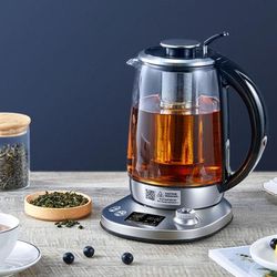 TEMU Variable Temperature Kettle, Tea Kettle With 9 Temperature Control , Lcd Display, 2 Hours , 1.7 Liter Electric Kettles With Removable Tea Infuser (silvery)