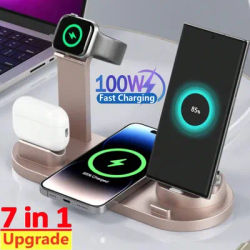 Support de chargeur sans fil 7 en 1, pour iPhone 15 14 13 12 11 X Apple Watch Airpods, chargeur de