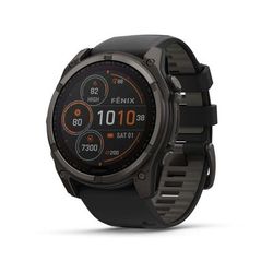 Garmin fenix 8 Solar 51mm GPS Watch Sapphire Carbon Gray DLC Titanium with Black/Pebble Gray Silicone 010-02907-10