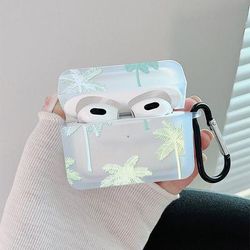 TEMU Coconut Trees Pattern Headphone Clear Case For Airpods1/2/3/pro/pro2