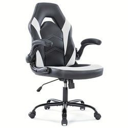 TEMU Computer Gaming Chair Office Desk Executive Chair, Height Adjustable Swivel Task Faux Pu Leather Chair With Flip-up Armrest Racing Chair For Adults, Men, Girls, Gamer