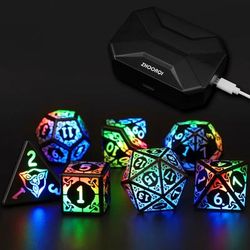 TEMU Led Dice Set Of 7, Dnd Dice Rechargeable With Charging Box, Shake To Light Up Colorful Dice, Dice Usb Port Charging, Role Playing Dice For D& Games Christmas Gift