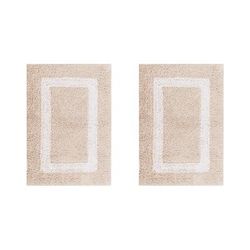 Hotel Collection 100% Cotton 2 Piece (17" X 24" | 17" X 24") Bath Rug Set by Brylane Home in Sand White