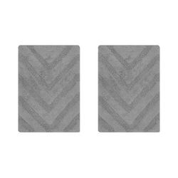 Hugo Collection 100% Cotton 2 Piece (17" X 24" | 17" X 24") Bath Rug Set by Brylane Home in Gray