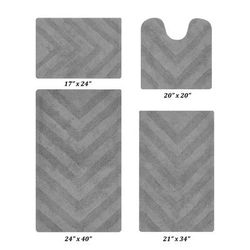 Hugo Collection 100% Cotton 4 Piece (17" X 24" | 20" X 20" | 21" X 34" | 24" X 40") Bath Rug Set by Homestyles in Gray