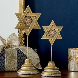 Gilded Star Of David Pedestals - 14" H - Grandin Road