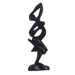 Dancing Woman,'Dance-Themed Sese Wood Wall Sculpture from Ghana'